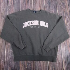 Jackson Hole Wyoming Sweatshirt Mens Large Gray BAC Crewneck Pullover Casual